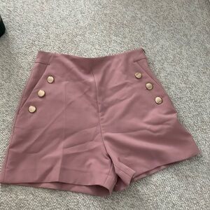 Zara Pink Women's Shorts with Gold Buttons